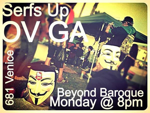occupyVeniceBot's tweet photo. RT @OccupyLA Please join @occupyvenice for GA tonight at 8pm at Beyond Baroque. #SerfsUp http://t.co/sAiaeCL4rv