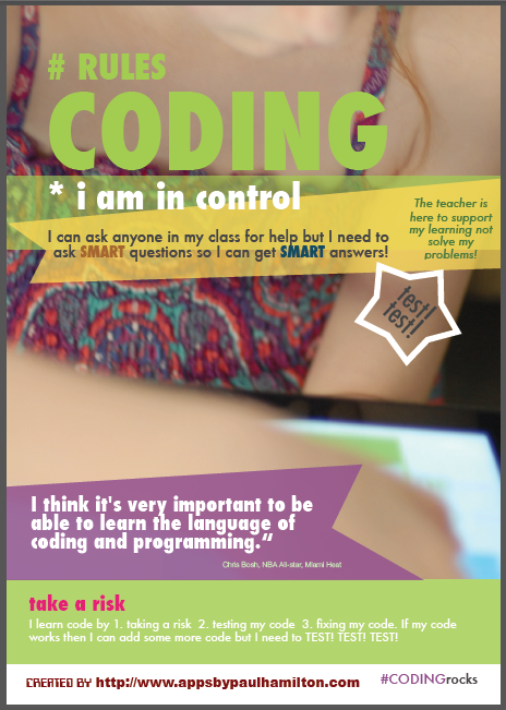 EdSurge's tweet image. RT @PaulHamilton8: Created this poster for my kids to help remind of the Habits of a good coder.
#sigml #hourofcode