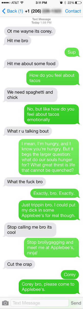 killorn's tweet image. “Wrong number” would have been appropriate, but where’s the fun in that? Meet Corey, my new foreverbro.