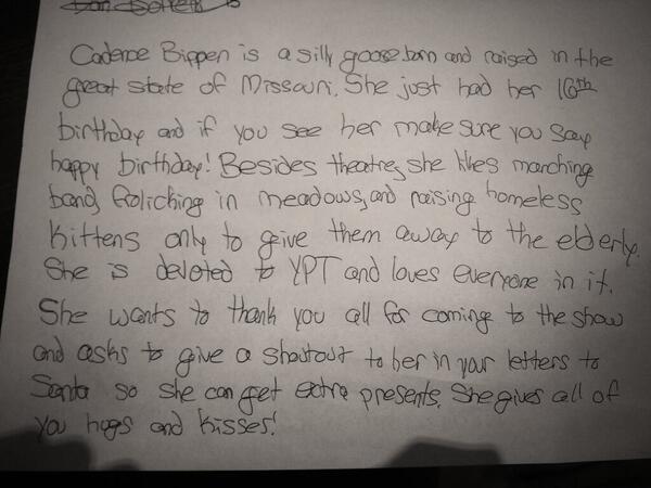 CadenceFibbin's tweet photo. My bio for YPT!!!! http://t.co/d93aIEJVwx