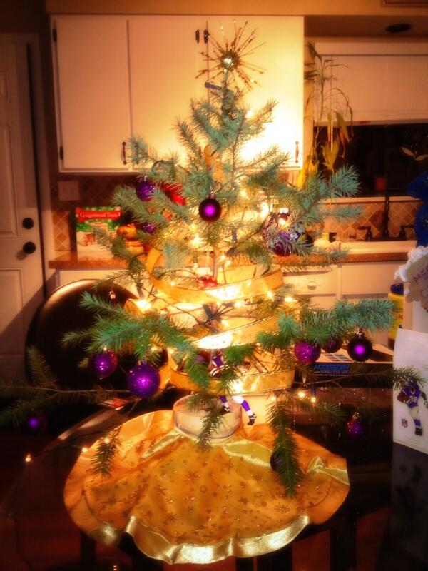 TheGrimester51's tweet photo. @Vikings do you like the theme of my miniature Christmas tree? Go Vikes!!! #myfavoritecolors http://t.co/PR2yQnclGJ
