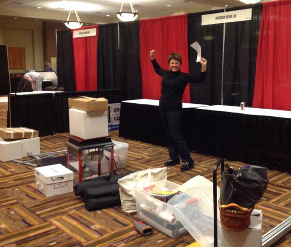 PBSWisconsinEdu's tweet photo. Getting ready for #SLATE2013 at the #Kalahari! Visit our booth to see the finished product! #wischat #firedup http://t.co/fpohchsnhX