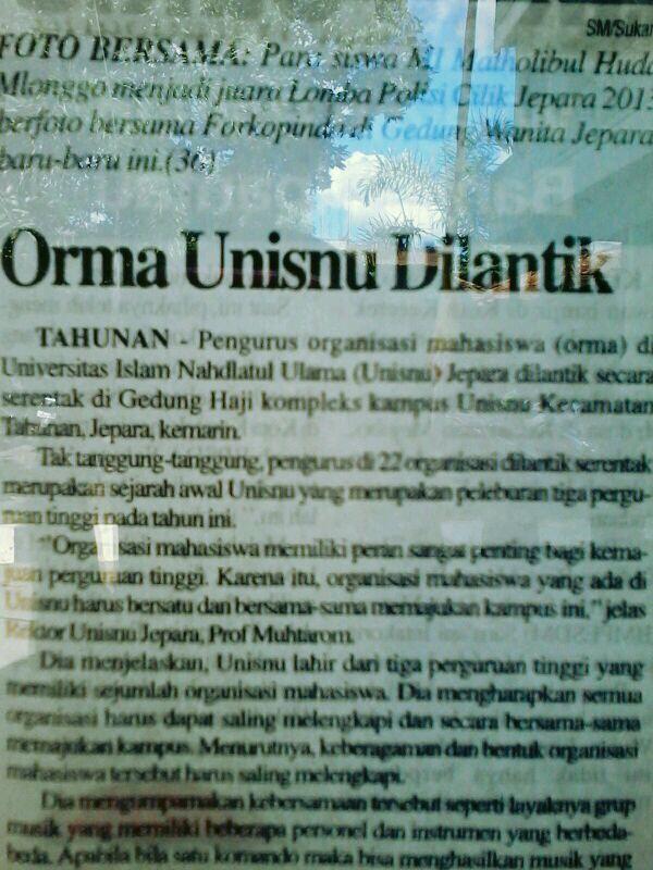 Selamat&amp;sukses u/ seluruh organ kemahasiswaan yg tergabung dalam civitas akademika UNISNU Jepara periode 2013/2014