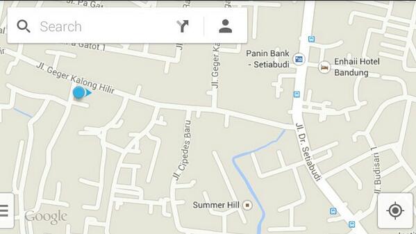 Peta menuju TKP. Jl. Setrasari 42. Masuk Kurang lebih 700 meter dari pertigaan Jl.Setiabudhi. Via Gerlong Hilir.