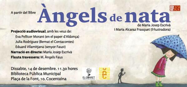 elguaret's tweet photo. El pròxim dissabte 14 de desembre, presentem el llibre Àngels de nata a la Biblioteca: no us ho podeu perdre! http://t.co/7j7WsVjgGH