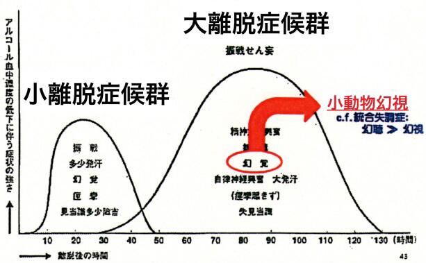 お役立ち医学豆知識 در توییتر アルコール依存症の人がアルコールをやめると離脱症状が起きる 離脱症状は アルコール をやめた後20 30時間での小離脱と 3 4日後の大離脱があり 特に大離脱では 小動物幻視 が特徴的で 壁や天井に小さい虫が見えるようになる