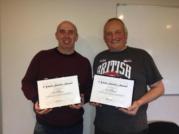 KeysHillPark's tweet photo. Congratulations to Mike &amp; Andy for completing five years service http://t.co/pRbksyKNMT