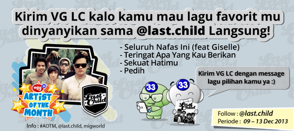 migme_ID's tweet photo. @myLASTCHILD bakal nyanyiin lagu pilihan kamu, info di http://t.co/N9kZ4FxFgt cc: @LFJaktim @LFjaksel @LF_Jogja http://t.co/xFDUN3IRnx