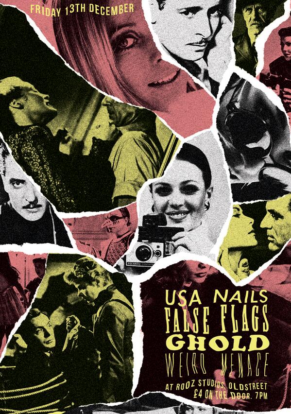 cataranco's tweet image. Poster for #usanailsband #falseflags #ghold #weirdmenace gig!! Poster done by @MattReidDesign. #gigposter #diygigs