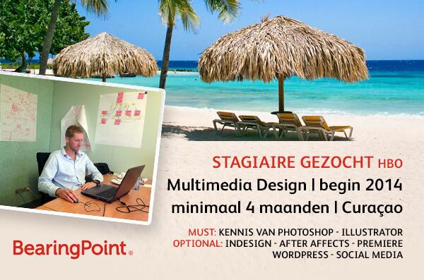 #Grafisch #Ontwerp #Stagiair gezocht op zonnige #Curacao @BearingPoint_C Student aan de #HAN iets voor jou?