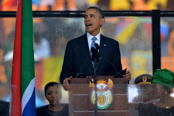 BBCWorld's tweet photo. Watch President Obama's full speech as he pays tribute at the  #MandelaMemorial http://t.co/JI6Je4Jj18 http://t.co/Kdj2veFoxy