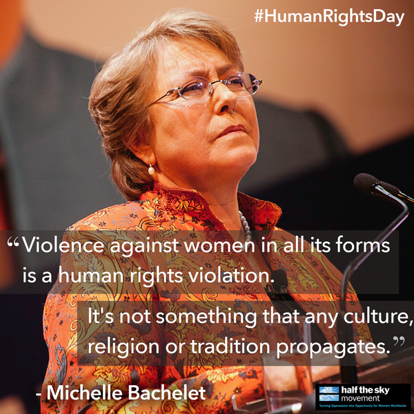 SOFsocialgood's tweet photo. "Violence against women in all its forms is a human rights violation." -Michelle Bachelet #HumanRightsDay #16Days http://t.co/KtCdlKfwAW