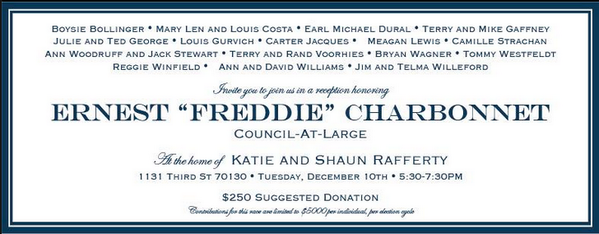 VoteEric's tweet photo. Join us tonight for refreshments &amp; apps and hear why Freddie is the best candidate for City Council At-Large #nola http://t.co/VARWpyzDxQ