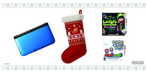 NintendoAmerica's tweet image. Luigi wants to share his holiday stocking. RT for a chance to win today’s stocking. #3DS #BecauseItsNintendo