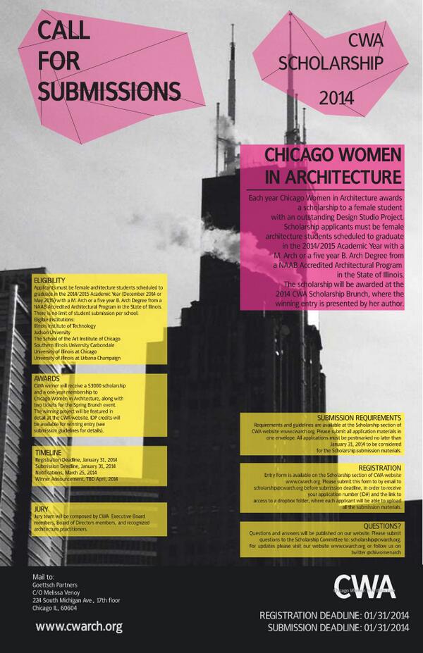chiwomenarch's tweet image. @AIASSAIC help us promote the #CWAscholarship 2014 cwarch.org/cwa-scholarshi… #arch #students #illinois