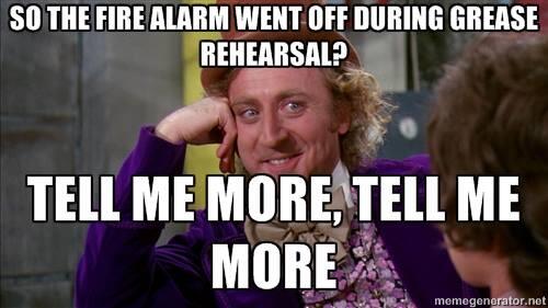 SylviaInAStorm's tweet image. The fire alarm at my school wet off during play rehearsal today while doing Summer Nights: #greaseproblems