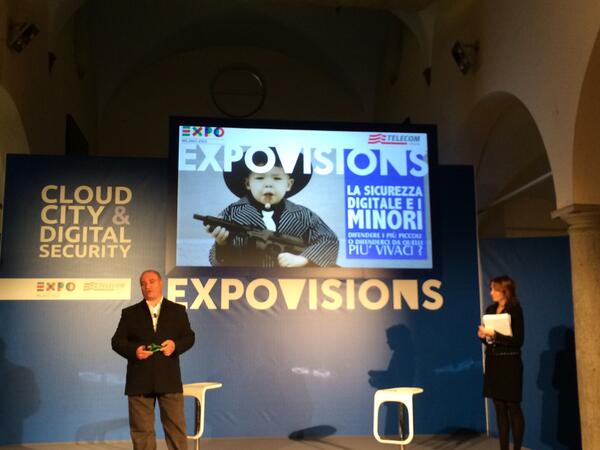 Expo2015Milano's tweet photo. @Umberto_Rapetto: per @telecomitaliaTw la sicurezza digitale dei minori è una priorità #Expo2015 #Expovisions http://t.co/TSnczMQpr5