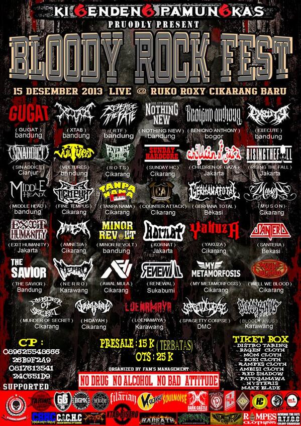 ROTSlaughter's tweet photo. JANGAN LUPA DATENG DI ACARA BLOODY ROCK FEST!! Acaranya tanggal 15 Desember.. Don't miss it! http://t.co/V4NzNznffX