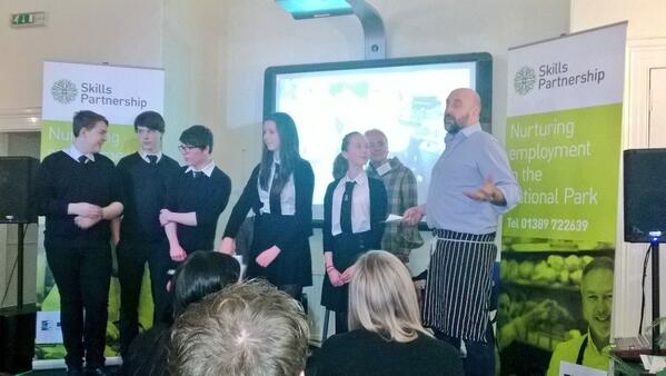 LochLomondCEO's tweet image. Tom Lewis @MhorHotel &amp;amp; McLaren High #Callender pupils introduce their recipes @lomondtrossachs skills ptnrshp launch
