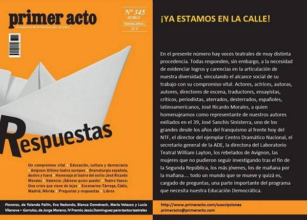 Contamos con @carmen_losa, directora del @W_Layton_Lab, también en este número. Suscríbete:  primeracto.com/suscripciones
