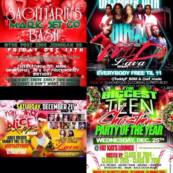 UhhComeAgain's tweet image. FRIDAY DEC13 - #MARKSETGO 
SATURDAY DEC14 - #DUVALGONEWILD
SATURDAY DEC21 - #NAUGHTYORNICE
WED DEC25 - #CHRISTMASDAY