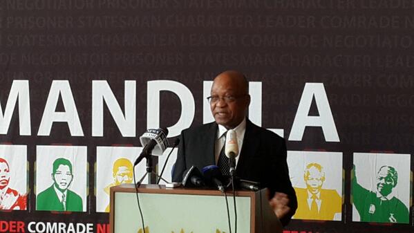 _bcroft's tweet image. #mandelaunie pres Zuma speaking at a briefing in Pretoria giving foreign dignitaries a history lesson on the ANC