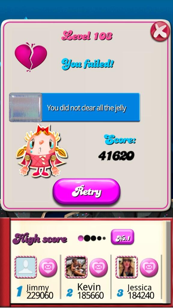 __KayM__'s tweet image. Fuck you #CandyCrush #Level103