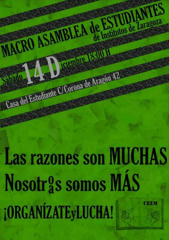 EeMAragon's tweet photo. Este sabado 14 a las 18h en la casa del estudiante asamblea de la @CEEMzgz http://t.co/e7lARZsce4