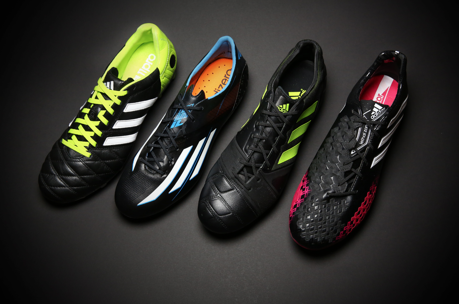 adidas on Twitter: "Pitch black meets a splash of Samba. #11Pro, #F50, # Nitrocharge, &amp; #PredatorLZ. Size them up: http://t.co/ZSsiH44ruo  http://t.co/HhMnqg03ZS" / Twitter