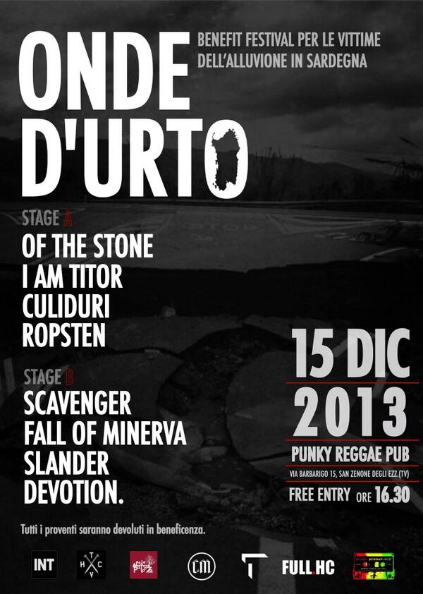#alluvioneSardegna  ONDE D'URTO: benefit festival per le vittime dell'alluvione in Sardegna. Da #treviso