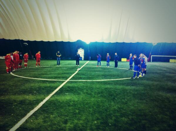 Our team, The Croydon Eagles famous from <a href="/BBCMOTD/">Match of the Day</a> observe one minute silence for Mandela before kick off.