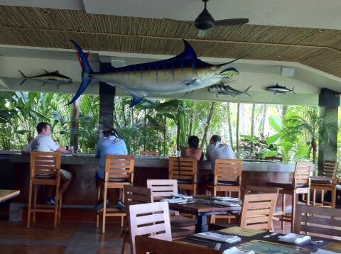 Having grouper we caught yesterday for lunch. Check out the bar here at <a href="/TheZancudoLodge/">Zancudo Lodge</a>