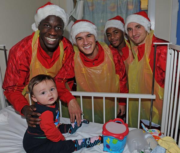 LFC's tweet photo. Photo: #LFC's Cissokho, Coutinho, Sterling and Allen at Alder Hey today... http://t.co/ZPfjldNKWd