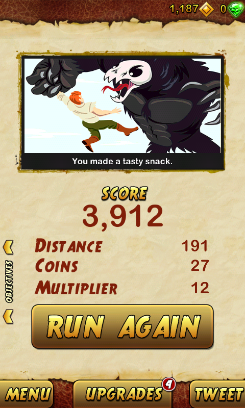 spidergad1's tweet photo. I got 3912 points while escaping from a Giant Demon Monkey. Beat that! http://t.co/VDoTxrtVUy http://t.co/63OIwo0EgJ
