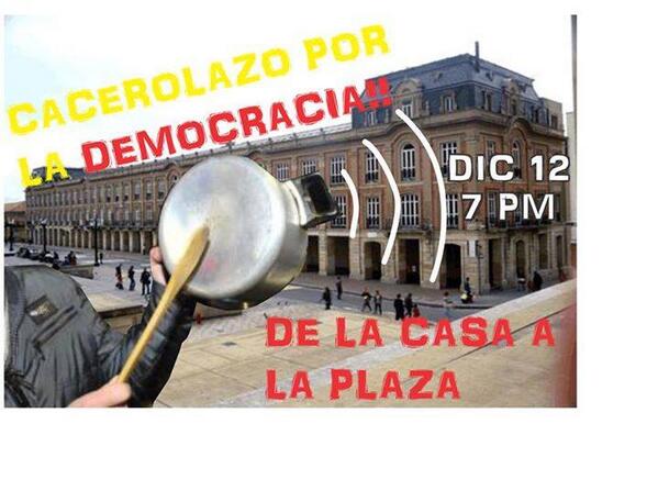 #‎CacerolazoPorLaDemocracia  *De la casa a la plaza* Mañana jueves 12 a las 8 pm @
