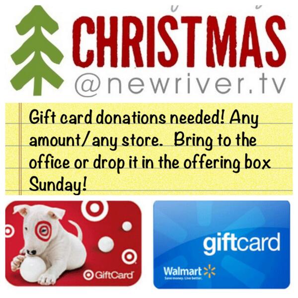 NewRiverBB's tweet photo. We are in need of some gift card donations for our Season of Blessings! http://t.co/PeSvINjfrf