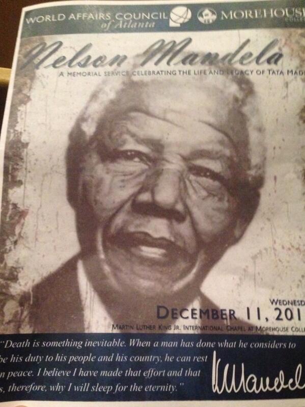 rabbijosh's tweet photo. Remembering Mandela with the Atlanta community at Morehouse College. http://t.co/1UarXTOwAd