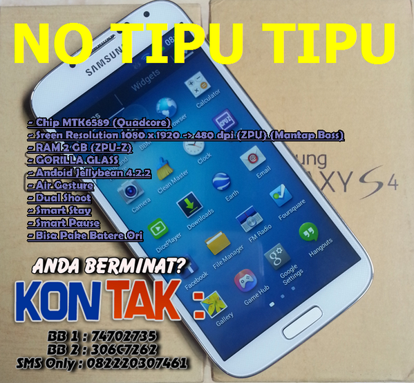 Stok Sudah Menipis! Buruan Mumpung Harga Murah n Gaya Keren Dapet. Super Replika Samsung S4 => bit.ly/18yGobw