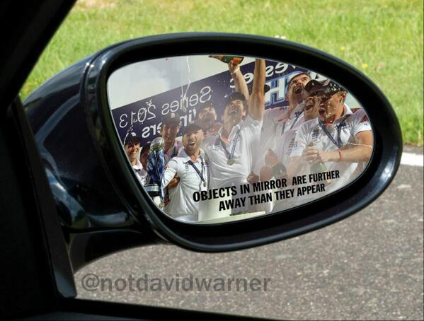 notdavidwarner's tweet photo. At 2-0 down, England's cricketers need to take a good, hard look at themselves in a mirror. #Ashes http://t.co/sc9K5YoZWp