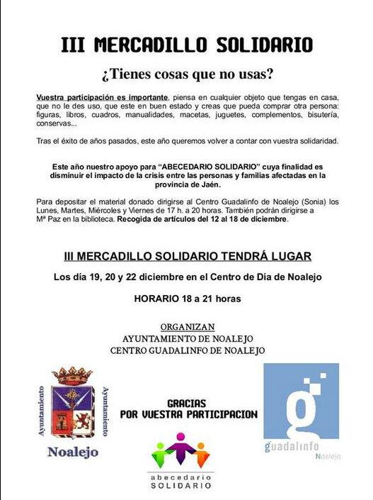 juventudnoalejo's tweet photo. III MERCADILLO SOLIDARIO NOALEJO http://t.co/9J2pYyd2fi