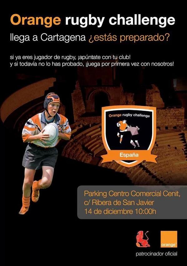 MAULcerveceria's tweet photo. "@ferugby: Orange rugby challenge llega a Cartagena. Ven y disfruta de la fiesta del rugby. ¿Te animas? http://t.co/530HjZ48su