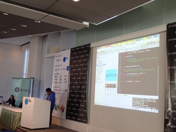 amit's tweet image. .@kunal732 demoing snapchat for email using @sendgrid APIs at #modevhack