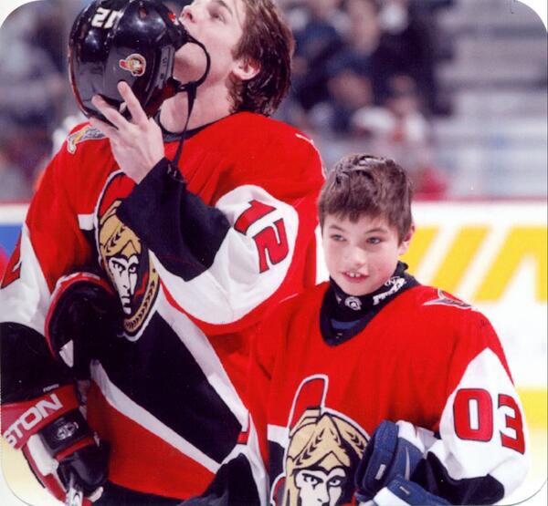 Senators's tweet photo. Best. TBT. Ever. RT @67sHockeyMom: It's your turn now @Cecer_83 . Dreams really do come true! #TBT #Sens #10yearsago http://t.co/zEMCBRoUrk