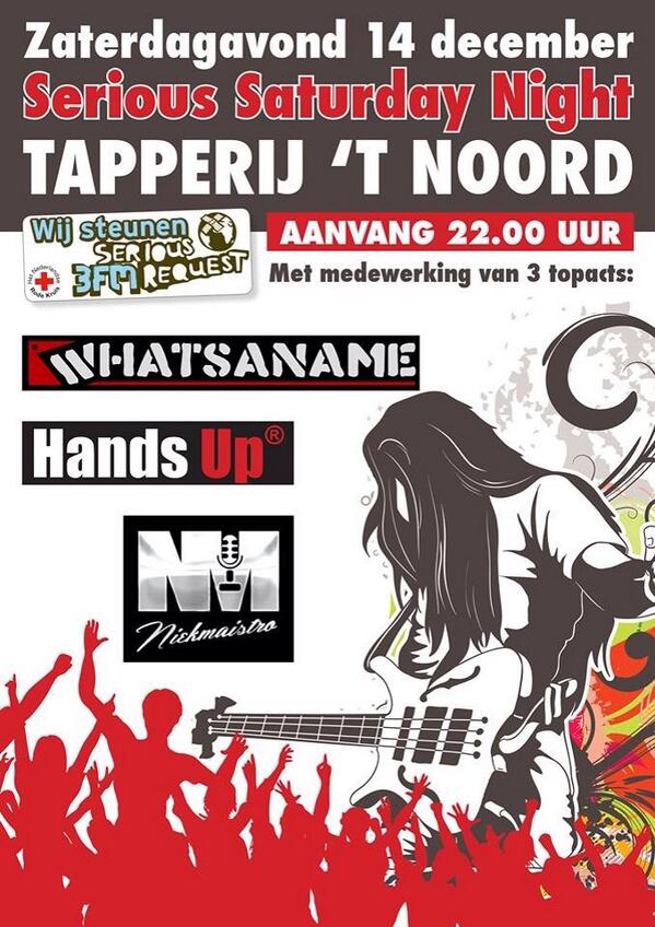 Aankomende zaterdag is het tijd voor Serious Saterday Night!!