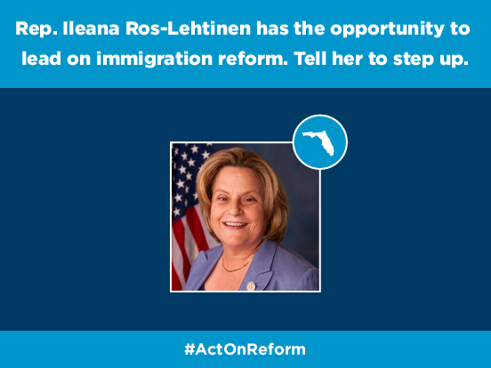 Im_Reform's tweet photo. Your constituents want #immigration reform, Rep. @RosLehtinen. Will you be a leader? #ActOnReform for us. http://t.co/DXFrCqmaAH