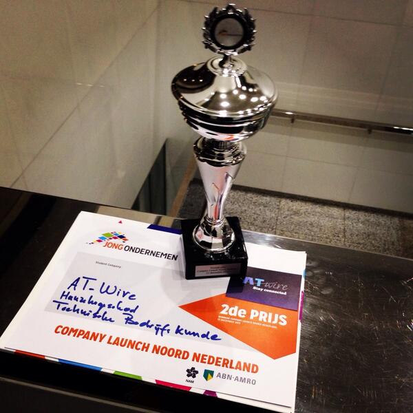 AT_wire's tweet image. Vandaag is @AT_wire tweede geworden tijdens de @Jong_Ondernemen Company Launch van Noord-Nederland!