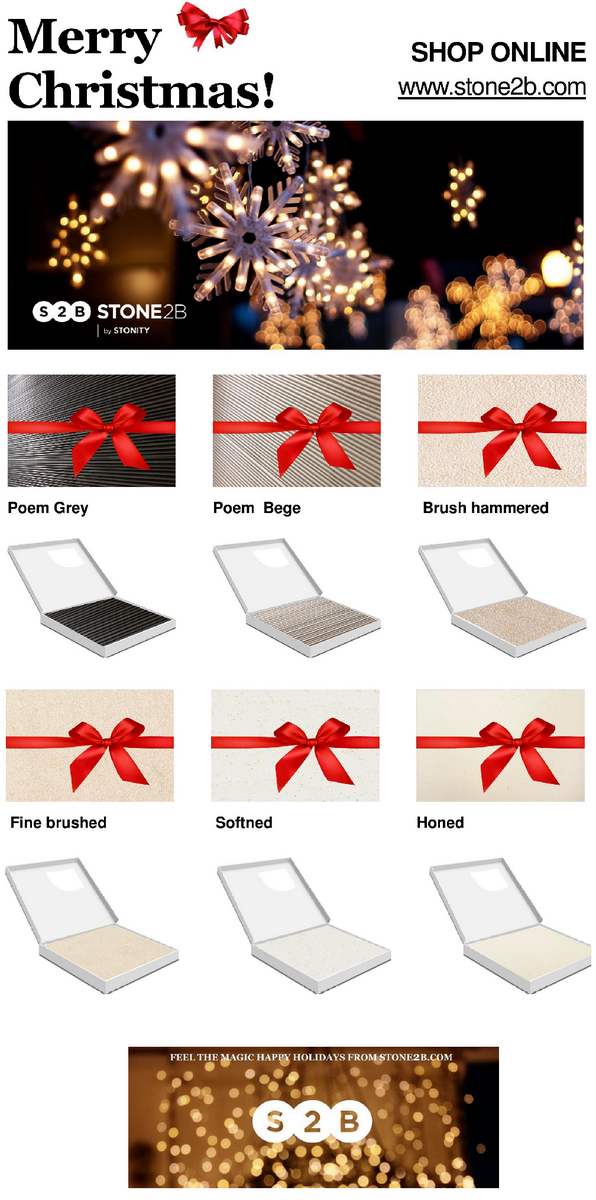 S2BbySTONITY's tweet photo. STONE2B wants to celebrate Christmas with you: we are offering samples! stone2b@stonity.com - http://t.co/zRS8HZhdjY http://t.co/nWM6N6nmCo