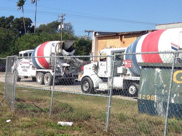 coppertail's tweet image. It's a beautiful day to build a brewery. Cement trucks are lining up outside.