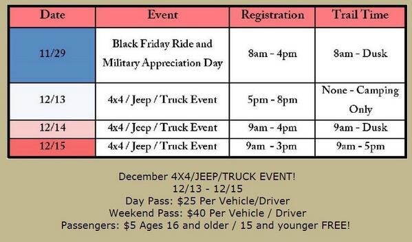 Come join us for the last #4x4 event of the season! Dec 14 and 15! #snow #rocks See you there!