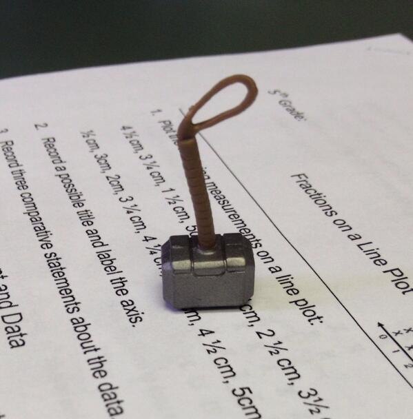delta_dc's tweet photo. My Thor's Hammer paperweight is making it hard to get to my grading. #nonsuperheroproblems http://t.co/SKPVBpqVsE